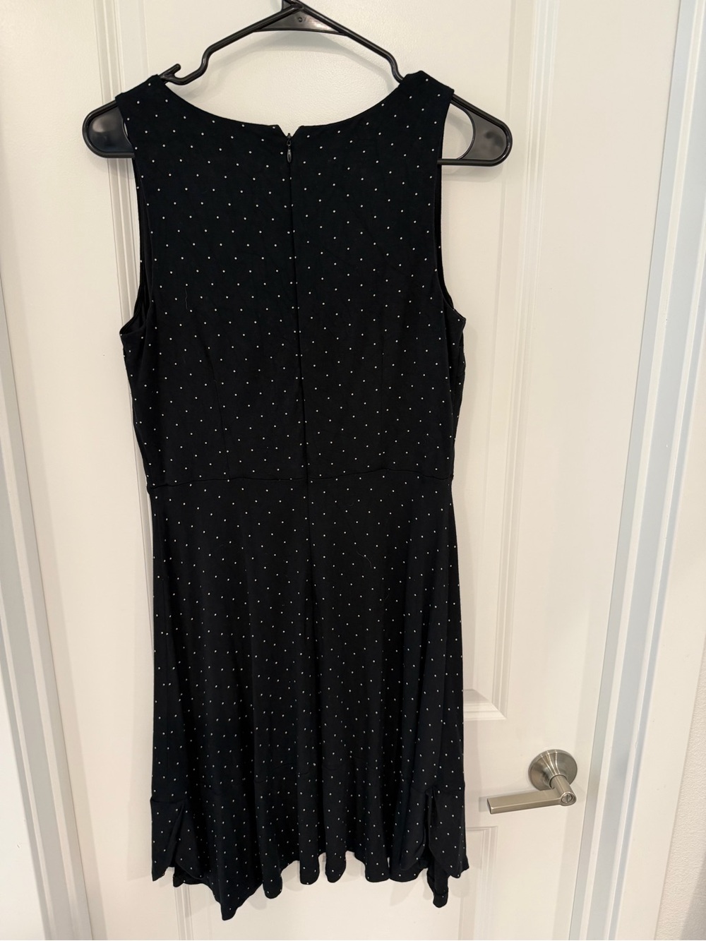 LOFT Black Sleeveless Midi Dress with Silver Dot Accents